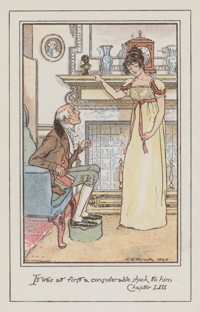 Illustration för Emma av Jane Austen (färg litho) av Charles Edmund Brock
