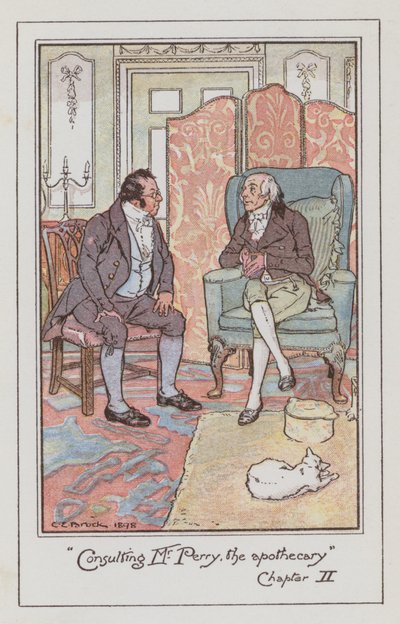 Illustration för Emma av Jane Austen (färg litho) av Charles Edmund Brock
