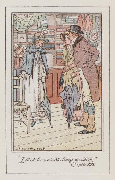 Illustration för Emma av Jane Austen (färg litho) av Charles Edmund Brock