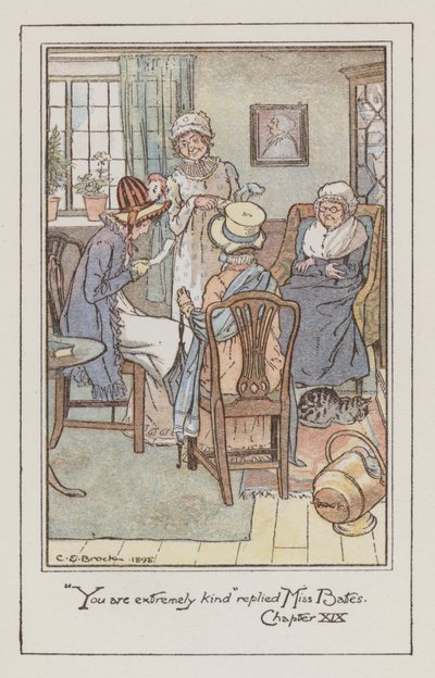 Illustration för Emma av Jane Austen (färg litho) av Charles Edmund Brock