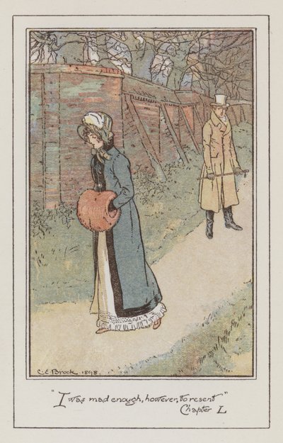 Illustration för Emma av Jane Austen (färg litho) av Charles Edmund Brock
