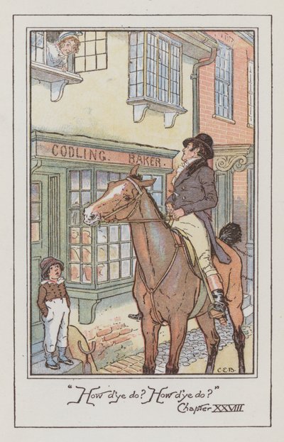 Illustration för Emma av Jane Austen (färg litho) av Charles Edmund Brock