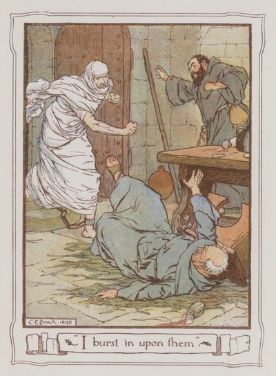 Illustration för Ivanhoe av Sir Walter Scott (litho i färg) av Charles Edmund Brock