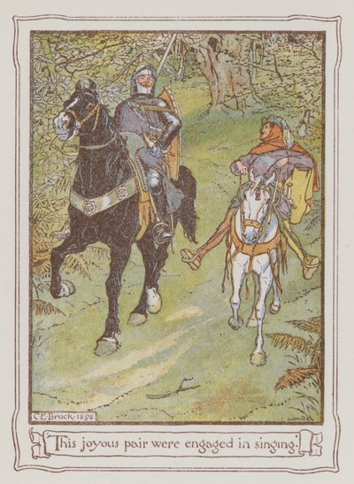 Illustration för Ivanhoe av Sir Walter Scott (litho i färg) av Charles Edmund Brock