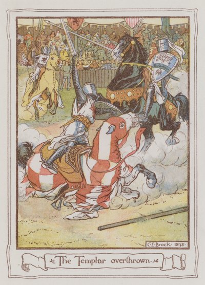 Illustration för Ivanhoe av Sir Walter Scott (litho i färg) av Charles Edmund Brock