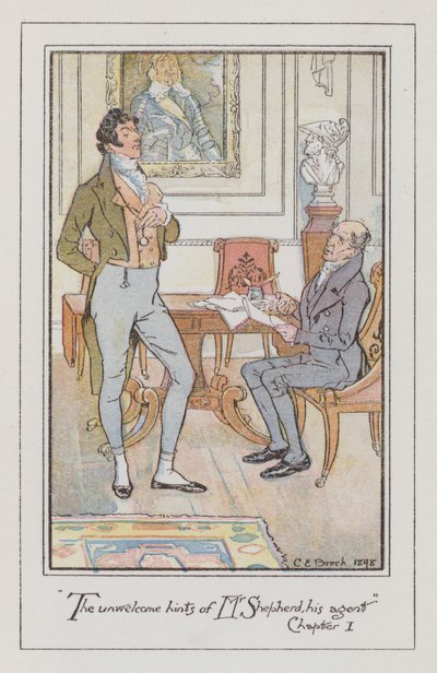 Illustration för Persuasion (färg litho) av Charles Edmund Brock