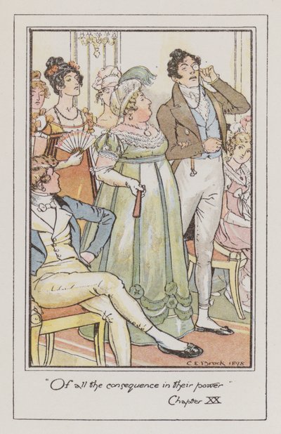 Illustration för Persuasion (färg litho) av Charles Edmund Brock