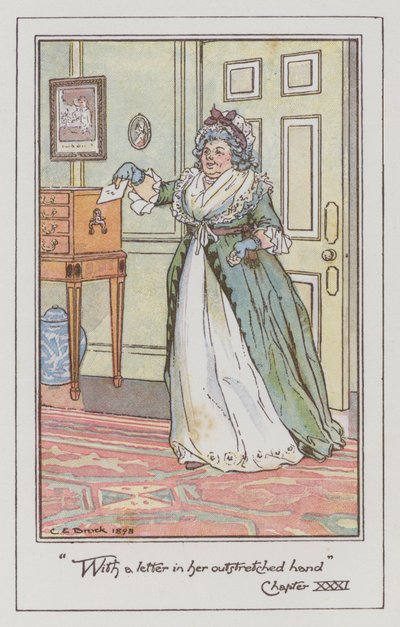 Illustration för förnuft och förnuft av Jane Austen (litho i färg) av Charles Edmund Brock