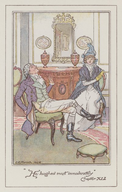 Illustration för förnuft och förnuft av Jane Austen (litho i färg) av Charles Edmund Brock