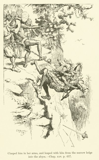 Illustration för Westward Ho! av Charles Kingsley (gravyr) av Charles Edmund Brock