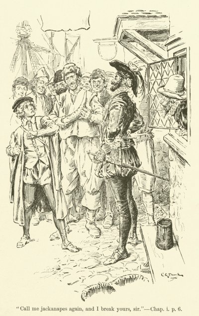 Illustration för Westward Ho! av Charles Kingsley (gravyr) av Charles Edmund Brock