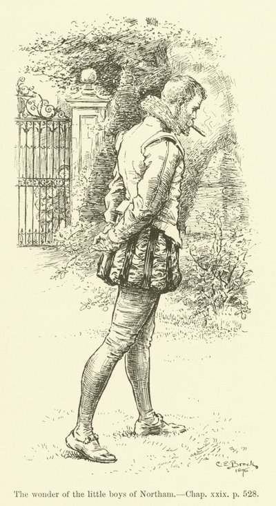 Illustration för Westward Ho! av Charles Kingsley (gravyr) av Charles Edmund Brock