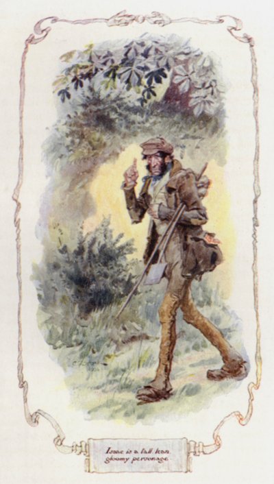 Isaac är en lång, mager och dyster personlighet (färglitografi). av Charles Edmund Brock