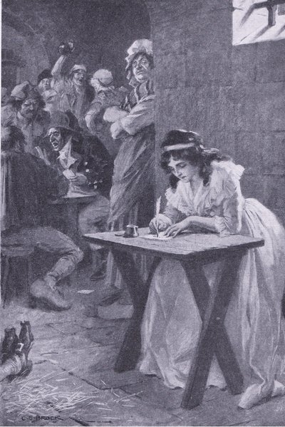 Madame Roland skriver till sin dotter, från My Magazine, pub.1922 (litografi) av Charles Edmund Brock