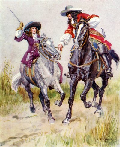 Maskerad landsvägsman stoppar vacker flicka av Charles Edmund Brock