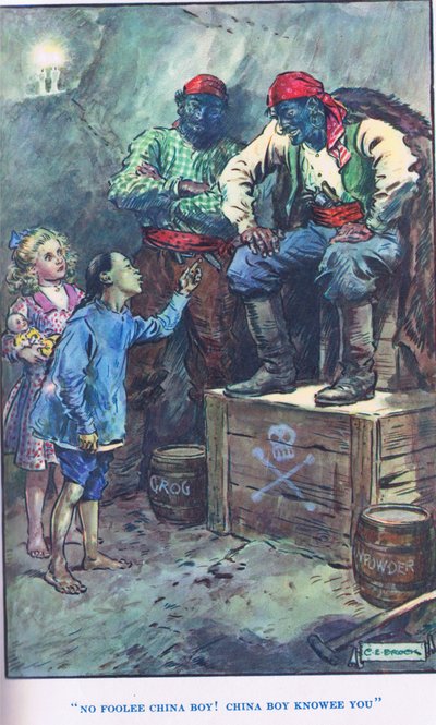 Queen of the Pirate Isle, illustration från "Modern Stories" av Charles Edmund Brock