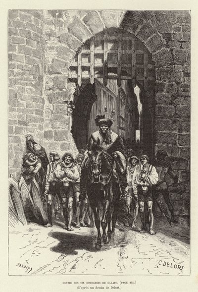 Sortie des six Bourgeois de Calais. De sex borgarna i Calais lämnar staden av Charles Edouard Delort