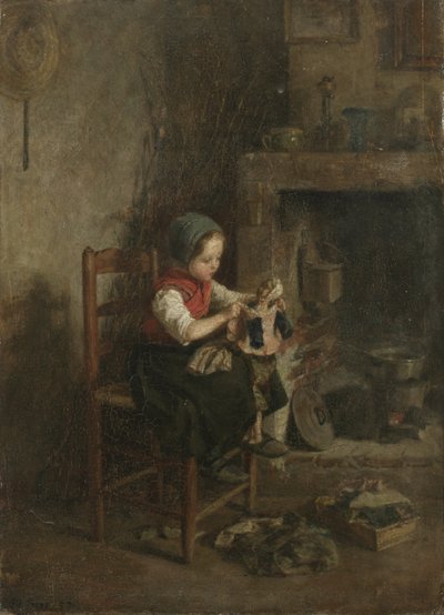 Att klä dockan, 1857 av Charles Edouard Frere