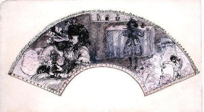 Fläktdesign (Le Boudoir) (penna & bläck och akvarell på papper) av Charles Edward Conder