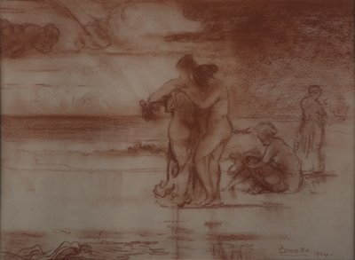 Nakenbadande, 1904 (röd krita på papper) av Charles Edward Conder