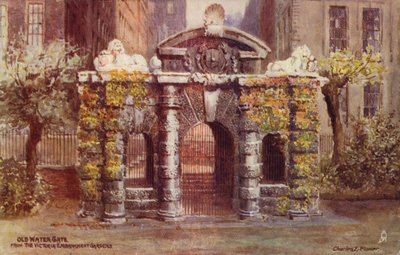 Old Water Gate från Victoria Embankment Gardens i London av Charles Edwin Flower