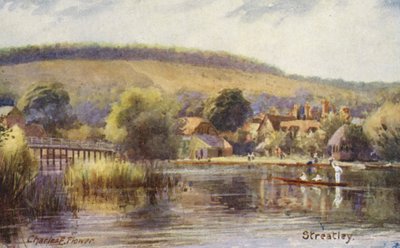 Floden Themsen: Streatley (färglitografi) av Charles Edwin Flower