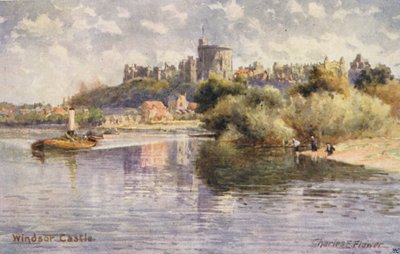Floden Themsen: Windsor Castle (färglitografi) av Charles Edwin Flower
