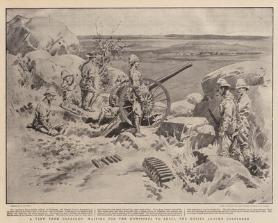 En utsikt från Coleskop, väntar på att haubitsarna ska beskjuta Kopjes runt Colesberg av Charles Edwin Fripp