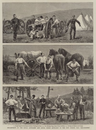 Lägret av Royal Artillery och Royal Horse Artillery i New Forest, Hay, Breconshire av Charles Edwin Fripp