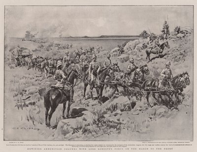 Haubits ammunitionskolonner med Lord Roberts styrka på frontens marsch av Charles Edwin Fripp