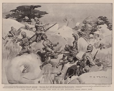 Slaget vid Spion Kop, uppför berget under kraftig eldgivning av Charles Edwin Fripp