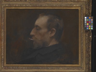 Porträtt av en man (olja på trä) av Charles Emile Auguste Carolus-Duran