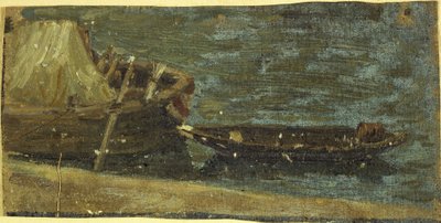 Förtöjda båtar, ca 1870 (olja på duk) av Charles Emile Cuisin