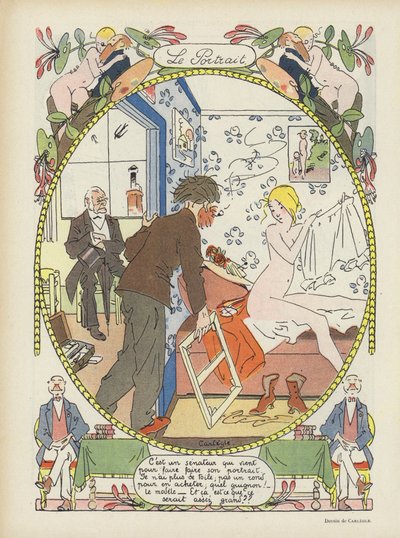 Porträttet. Illustration för Le Rire av Charles Emile Egli