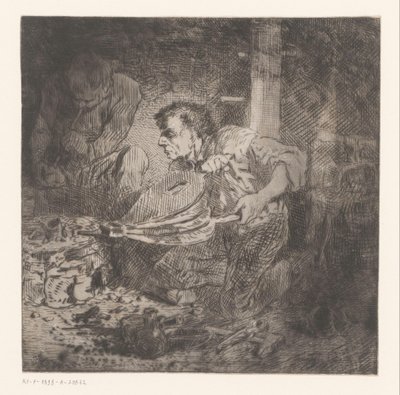 Smed med bälg av Charles Emile Jacque (attributed to)