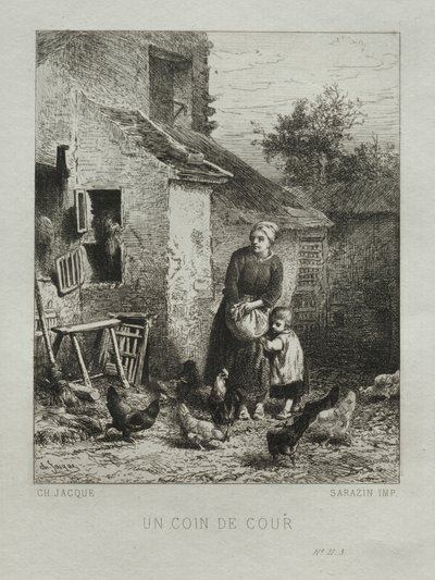 Ett hörn av gården av Charles Emile Jacque