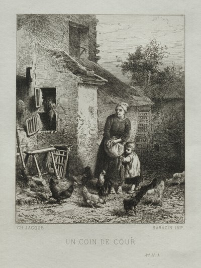 Ett hörn av gården. av Charles Emile Jacque