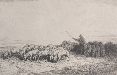 En grisflock, 1850. av Charles Emile Jacque