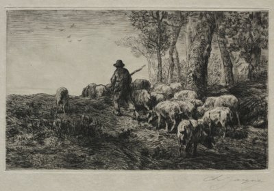 En flock svin, 1880. av Charles Emile Jacque
