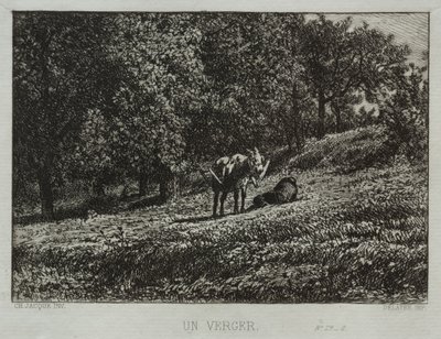 En fruktträdgård. av Charles Emile Jacque