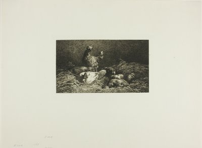 Kycklingar i sin gryta av Charles Emile Jacque