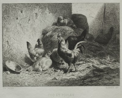Tupp och höns. av Charles Emile Jacque