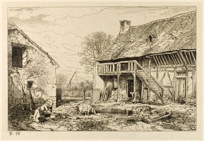Gård till en bondebostad av Charles Emile Jacque