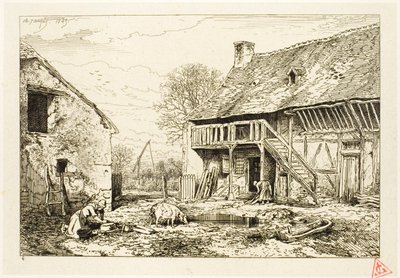 Gård till en bondebostad av Charles Emile Jacque