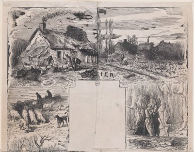 Februari från Album of Rustic Subjects, 1859. av Charles Emile Jacque