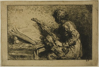 Gitarrspelare av Charles Emile Jacque