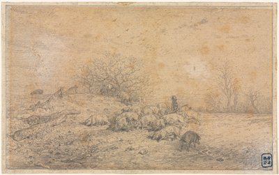 Grisflock, ca. 1845. av Charles Emile Jacque