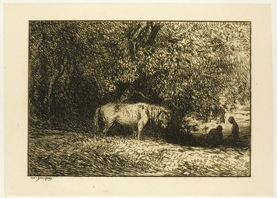 Häst i skogen av Charles Emile Jacque