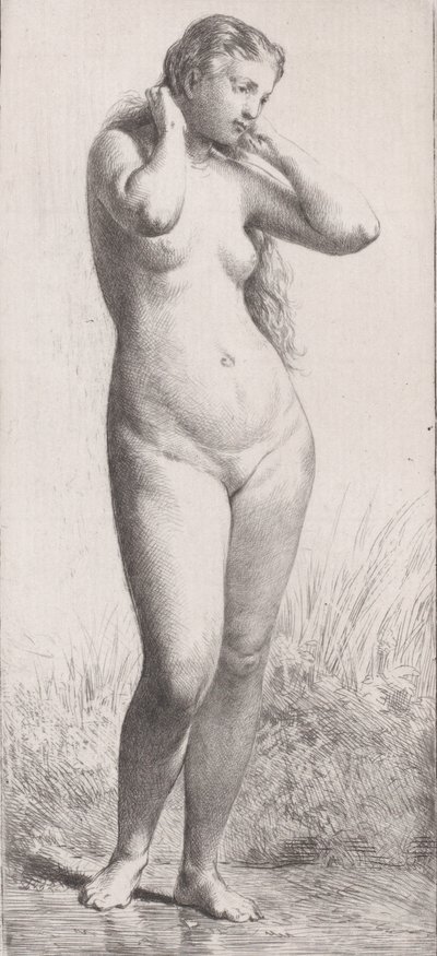 Ung kvinna i badet, 1866. av Charles Emile Jacque