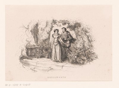 Par i en trädgård Kenilworth (titel på objekt) av Charles Emile Jacque